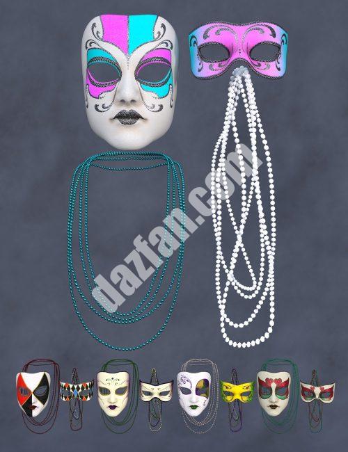 [daz服装] 《创世纪8》和《创世纪8.1》的趣味狂欢节混搭面具和珠子-DAZ爱好者