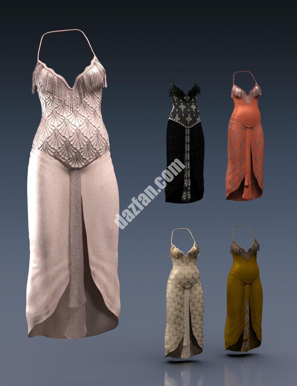 [daz服装] dForce月光宝绮思连衣裙Genesis 8女性版-DAZ爱好者