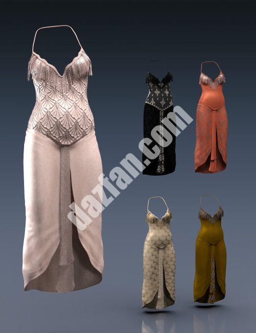 [daz服装] dForce月光宝绮思连衣裙Genesis 8女性版-DAZ爱好者