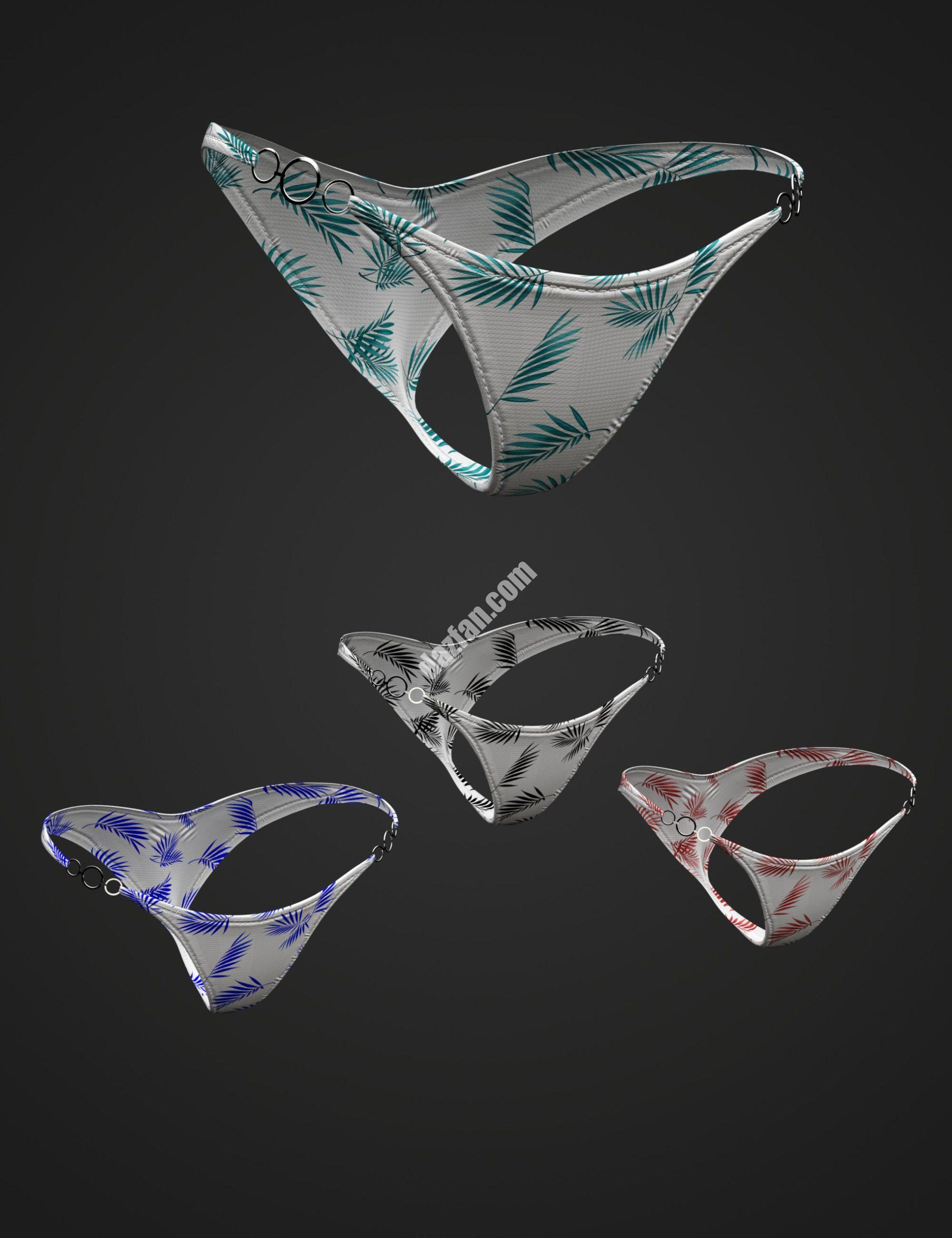 [daz服装] X Fashion Rings Genesis 8和8.1女性比基尼套装下装-DAZ爱好者