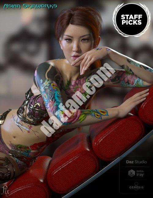 [daz服装] 《创世纪3》和《创世纪8》的亚洲皮肤作品L.I.E.纹身-DAZ爱好者