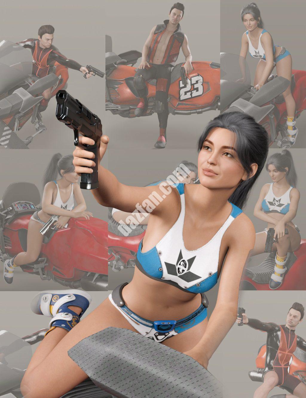 [daz姿势] BW Cyberblade创世纪9和8的特工姿势-DAZ爱好者