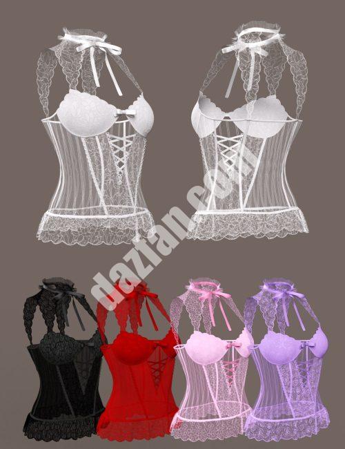 [daz服装] 适用于Genesis 8和8.1雌性的CNB蕾丝dForce Bustier-DAZ爱好者