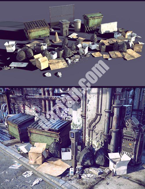 [daz场景] 赛博朋克街头道具-DAZ爱好者