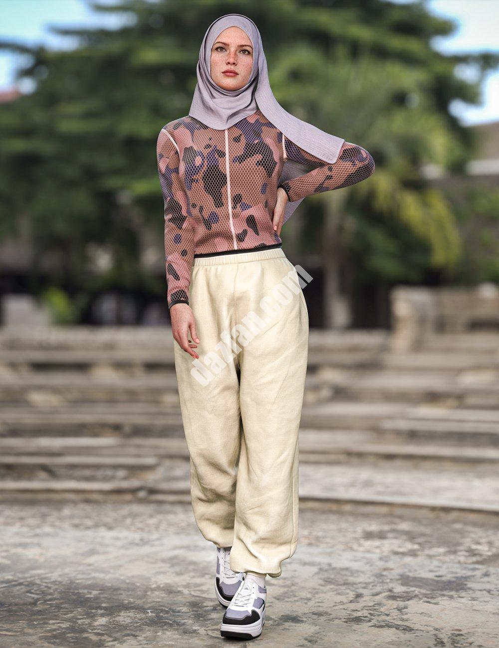 [daz服装] dForce Genesis 9休闲Hijab套装-DAZ爱好者