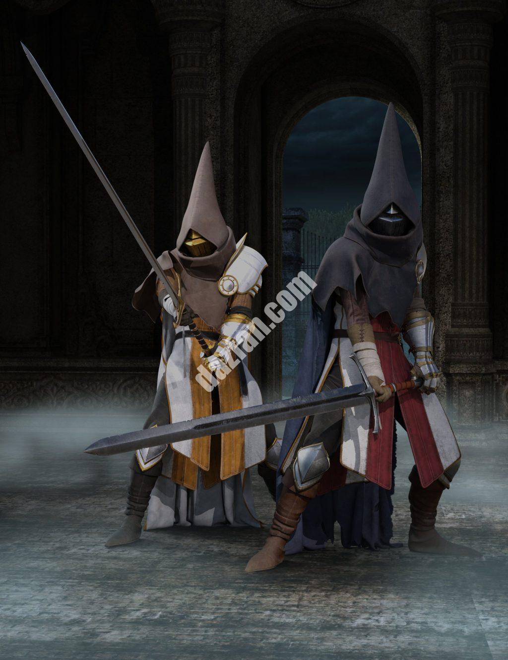 [daz道具] dForce Forlorn剑士装备纹理包-DAZ爱好者