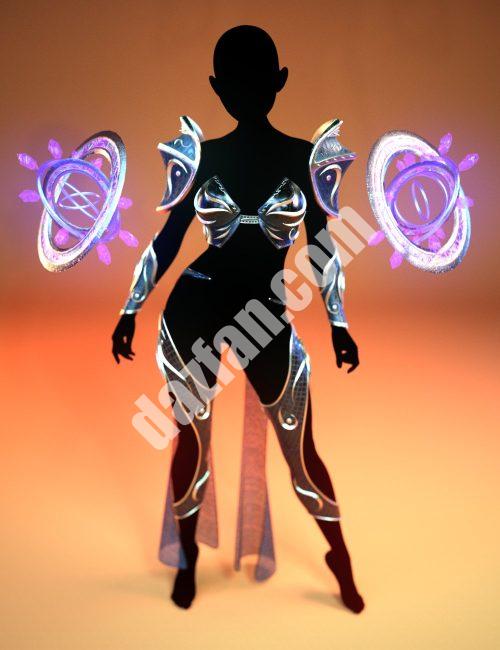 [daz服装] dForce Luna Genesis 8和8.1女性版盔甲和配件-DAZ爱好者