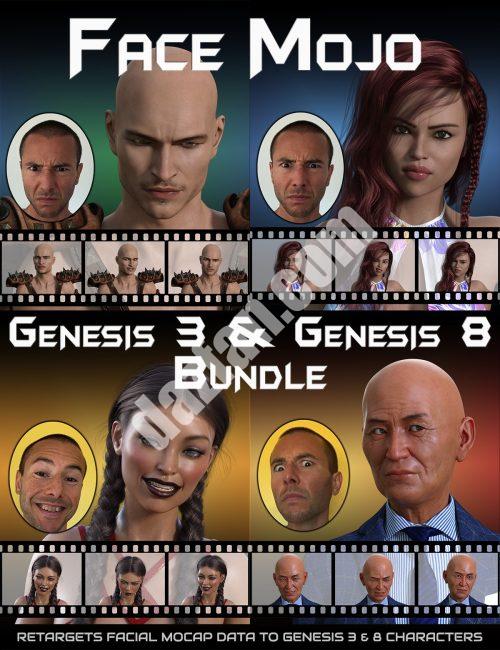 [daz合集] 面部Mojo-面部MoCap重定目标-Genesis 3和8捆绑包-DAZ爱好者