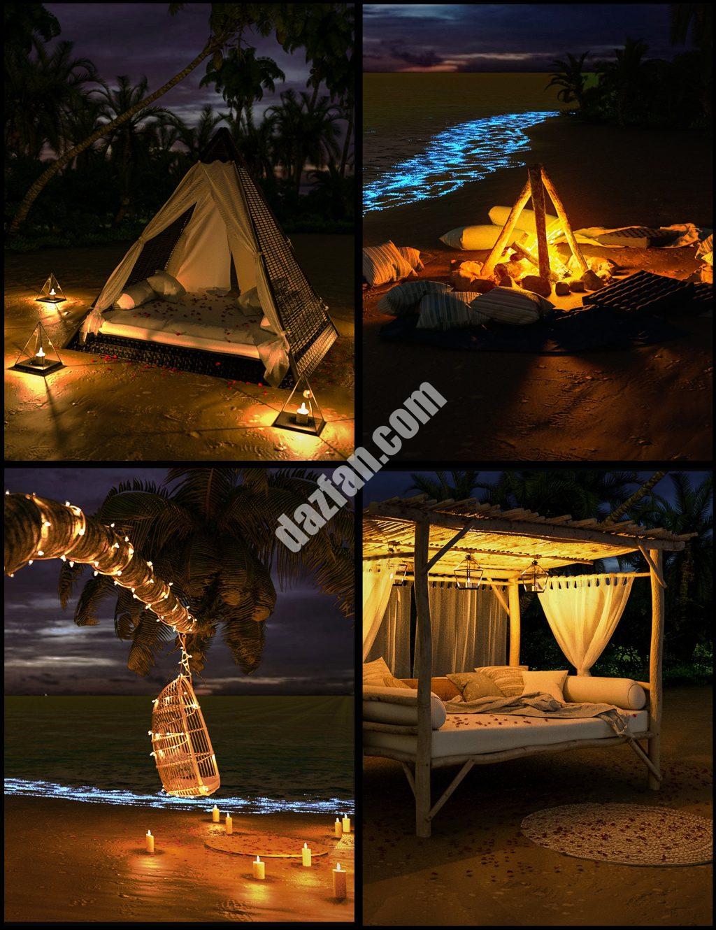 [daz场景] 光辉海滩道具-DAZ爱好者