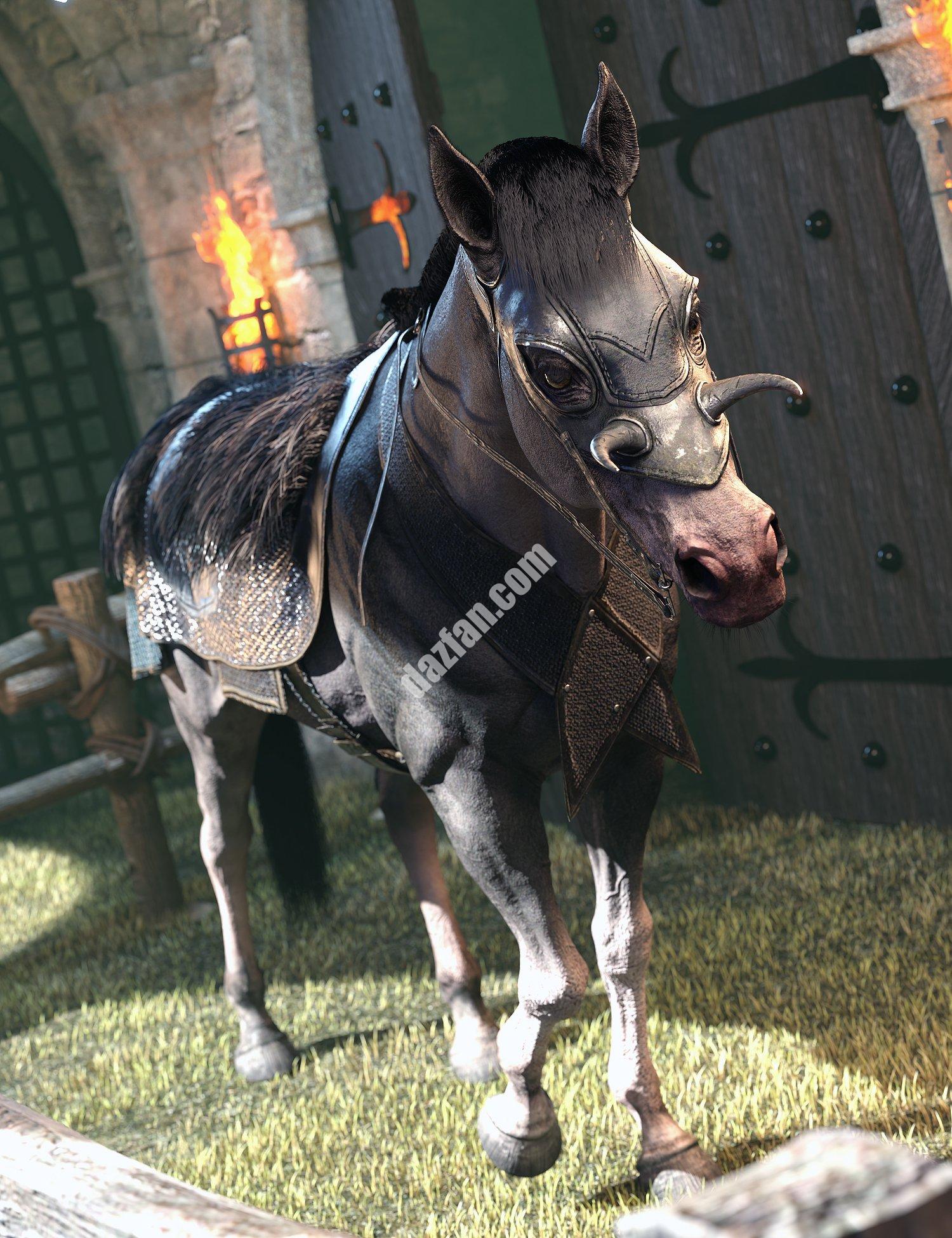 [daz角色] DAZ Horse 3的dForce骑马游骑兵装备-DAZ爱好者