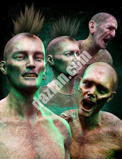 [daz发型] M3DZ创世纪8和8.1雄性僵尸头发套装-DAZ爱好者