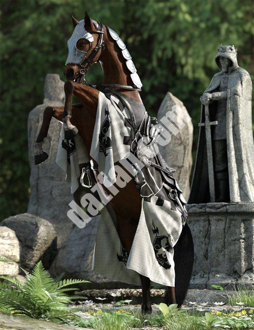[daz姿势] DaZ Horse 3的中世纪趣味马姿势-DAZ爱好者