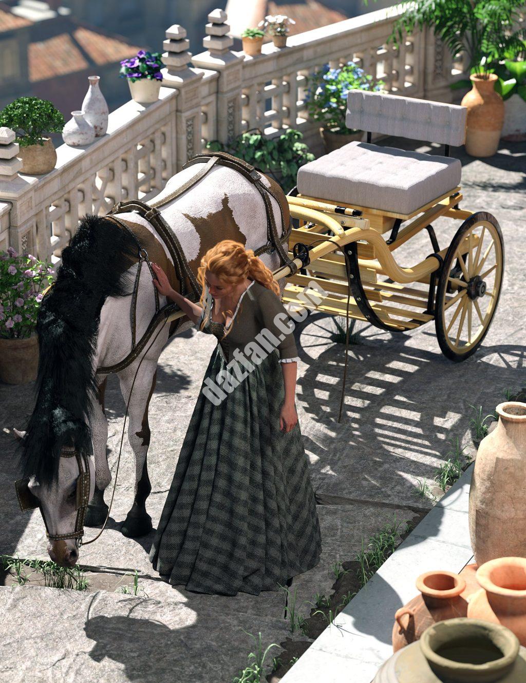 [daz道具] Daz Horse 3的马车-DAZ爱好者