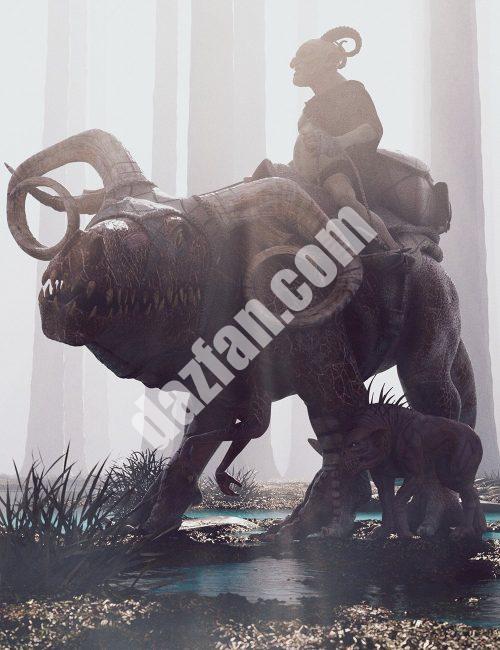 [daz角色] Skalarog原始生物带鞍和姿势-DAZ爱好者