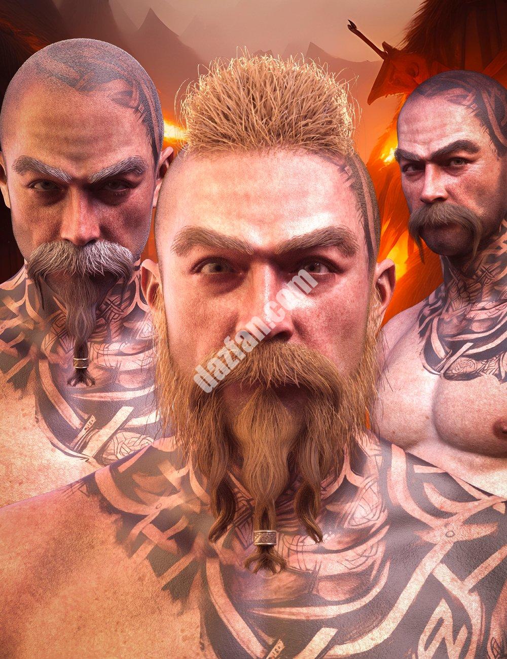[daz发型] Ivar 9和Genesis 9的维京纤维头发套装-DAZ爱好者