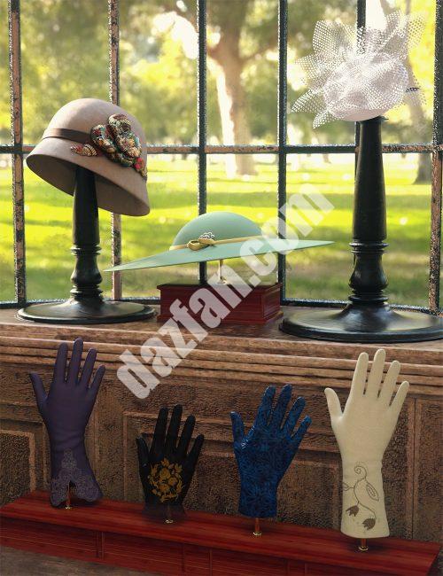 [daz服装] Genesis 8和8.1女性复古帽子和手套-DAZ爱好者