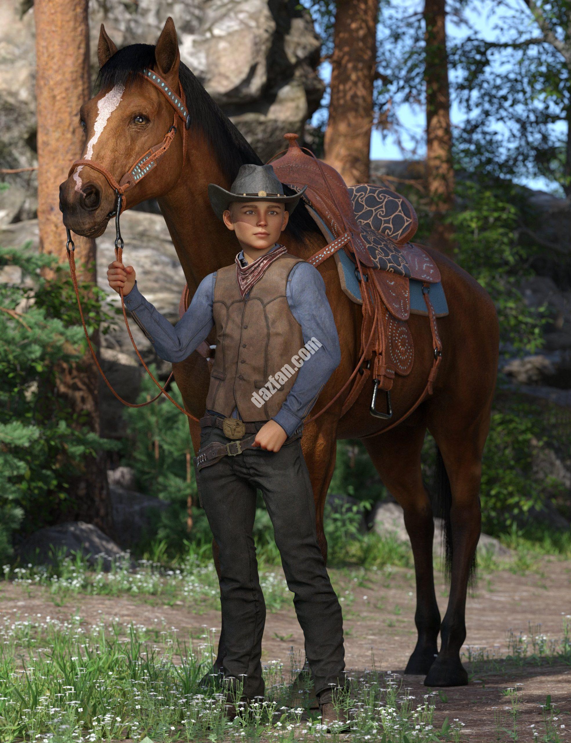 [daz服装] DAZ Horse 3的西部马套-DAZ爱好者