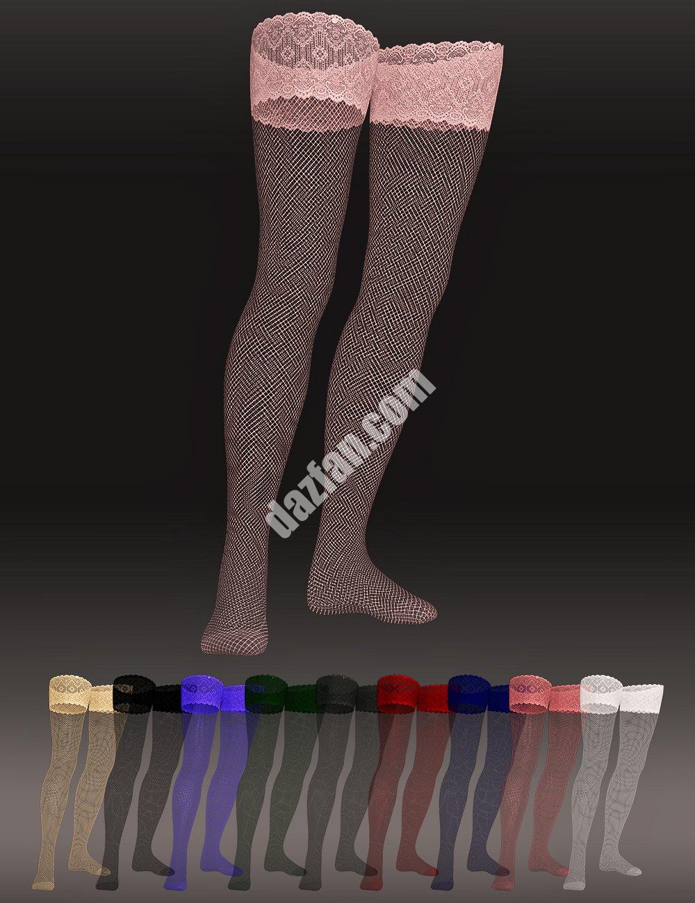 [daz服装] X-Fashion Oh La内衣套装Genesis 8和8.1女款长筒袜-DAZ爱好者