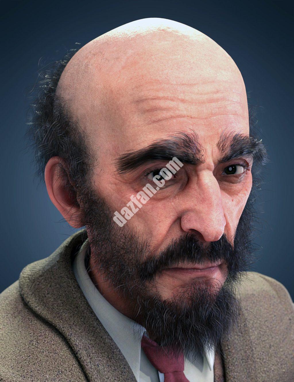 [daz发型] M3D维多利亚时代的头发、面部毛发、帽子和Genesis 8.1男性的衰老-DAZ爱好者