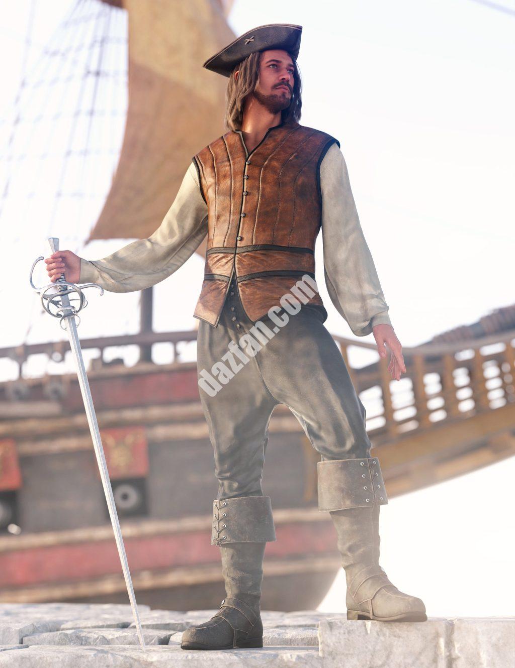 [daz服装] 创世纪9的dForce勇敢海盗装备-DAZ爱好者