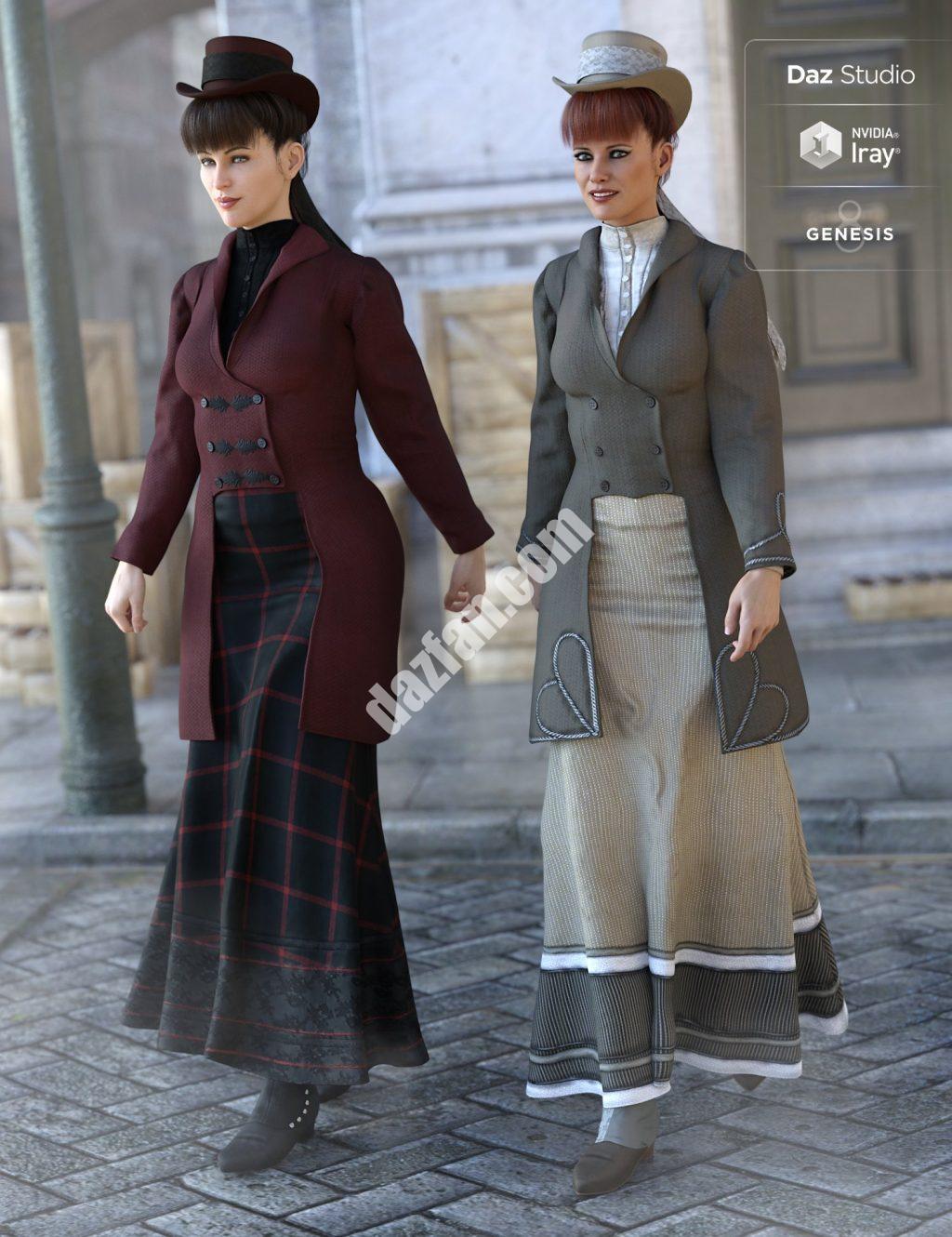 [daz服装] Genesis 8女式维多利亚中期服装纹理（s）-DAZ爱好者