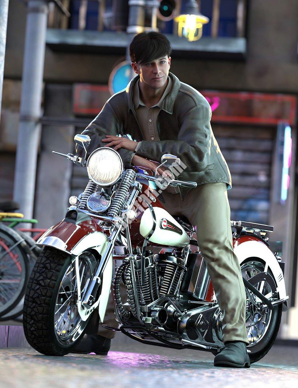 [daz姿势] 公路爱好者为弥敦9和XI经典巡洋舰摩托车拍照-DAZ爱好者