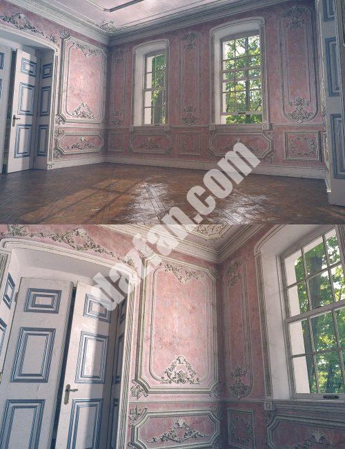 [daz场景] 洛可可复兴墙Vignette套件纹理-DAZ爱好者