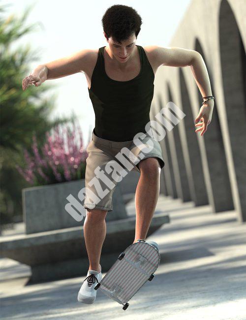 [daz姿势] Genesis 9和BW Skateboard 06的客场滑板姿势-DAZ爱好者