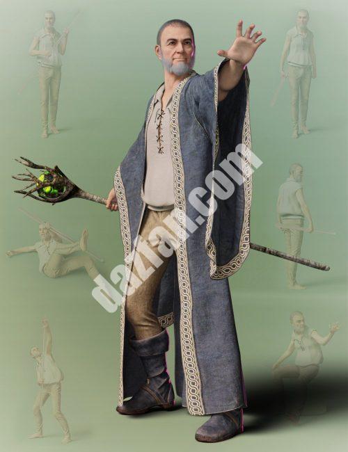 [daz姿势] Staff Wielder为创世纪8男性和创世纪8女性摆姿势-DAZ爱好者