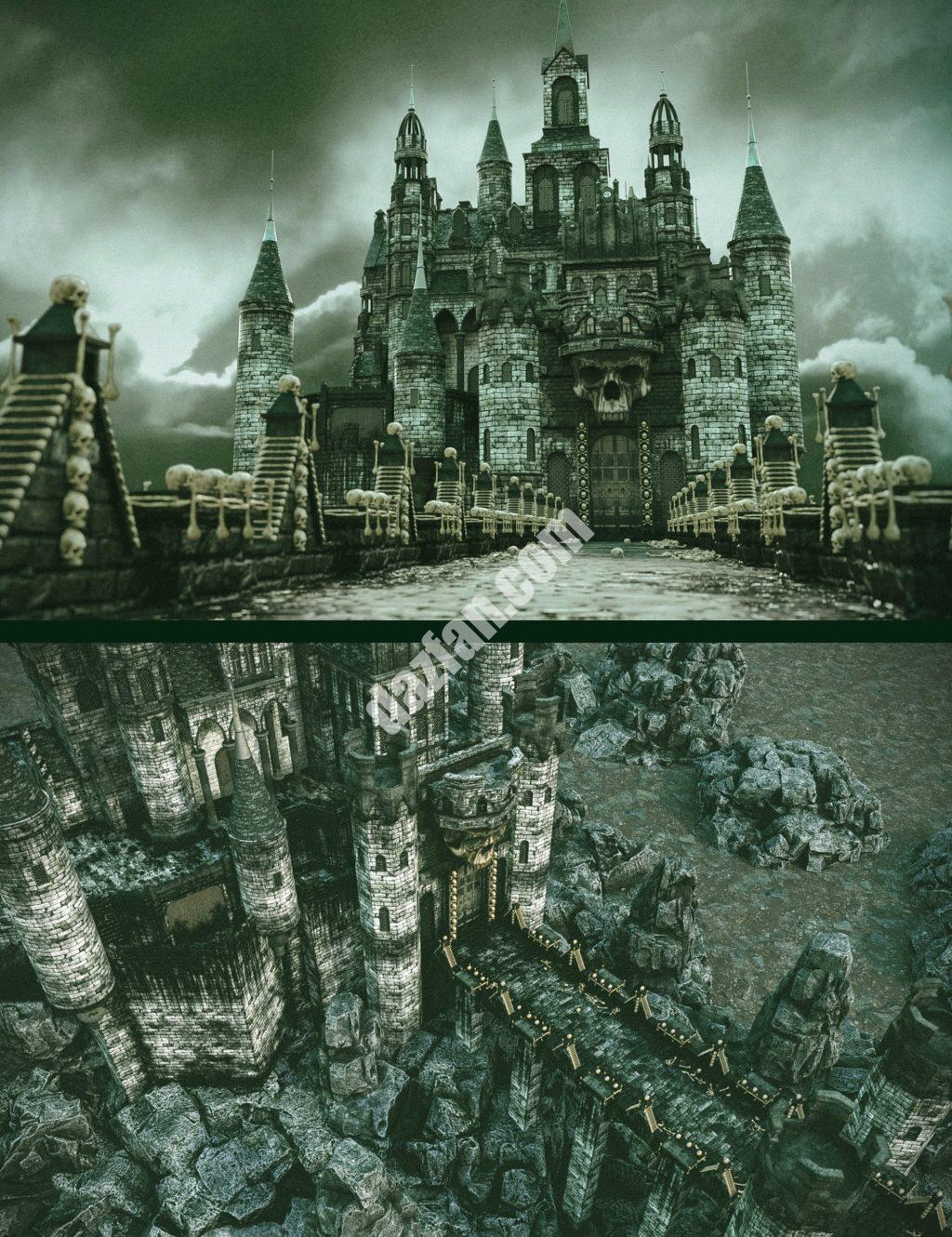 [daz场景] 骷髅城堡-DAZ爱好者