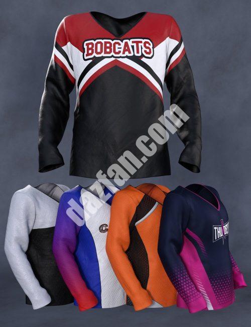 [daz服装] Cheerleading Squad Outfit dForce Genesis 8和8.1男性长袖衬衫-DAZ爱好者