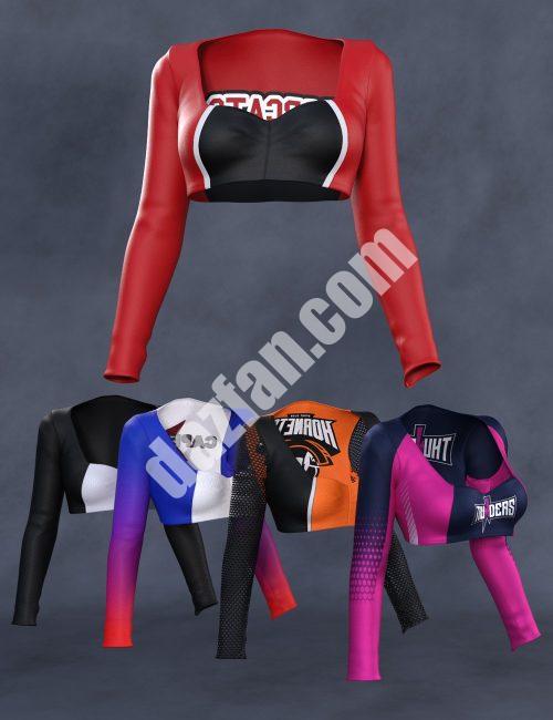 [daz服装] Cheerading Squad套装Genesis 8和8.1女性长袖上衣-DAZ爱好者