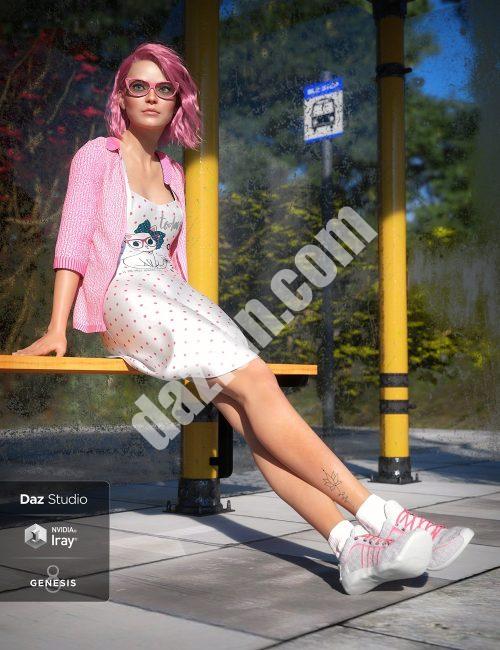 [daz服装] 创世纪8号母版dForce小猫连衣裙-DAZ爱好者