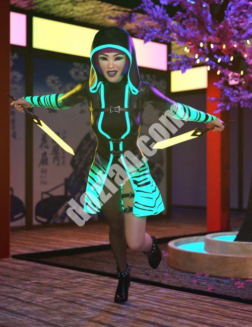 [daz服装] 创世纪8号女性的dForce阴影恶棍套装-DAZ爱好者