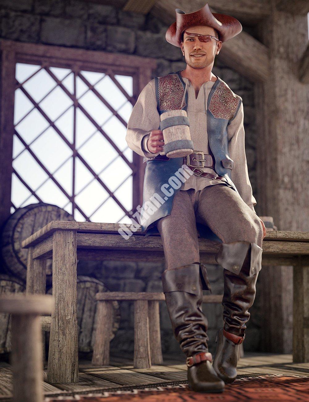 [daz服装] dForce创世纪8男性Scallywag装备-DAZ爱好者