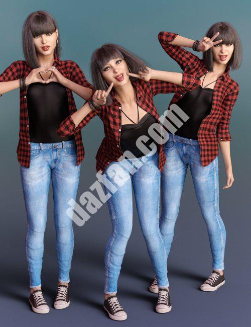 [daz姿势] 青少年Raven和Genesis 8女性的情绪姿势-DAZ爱好者
