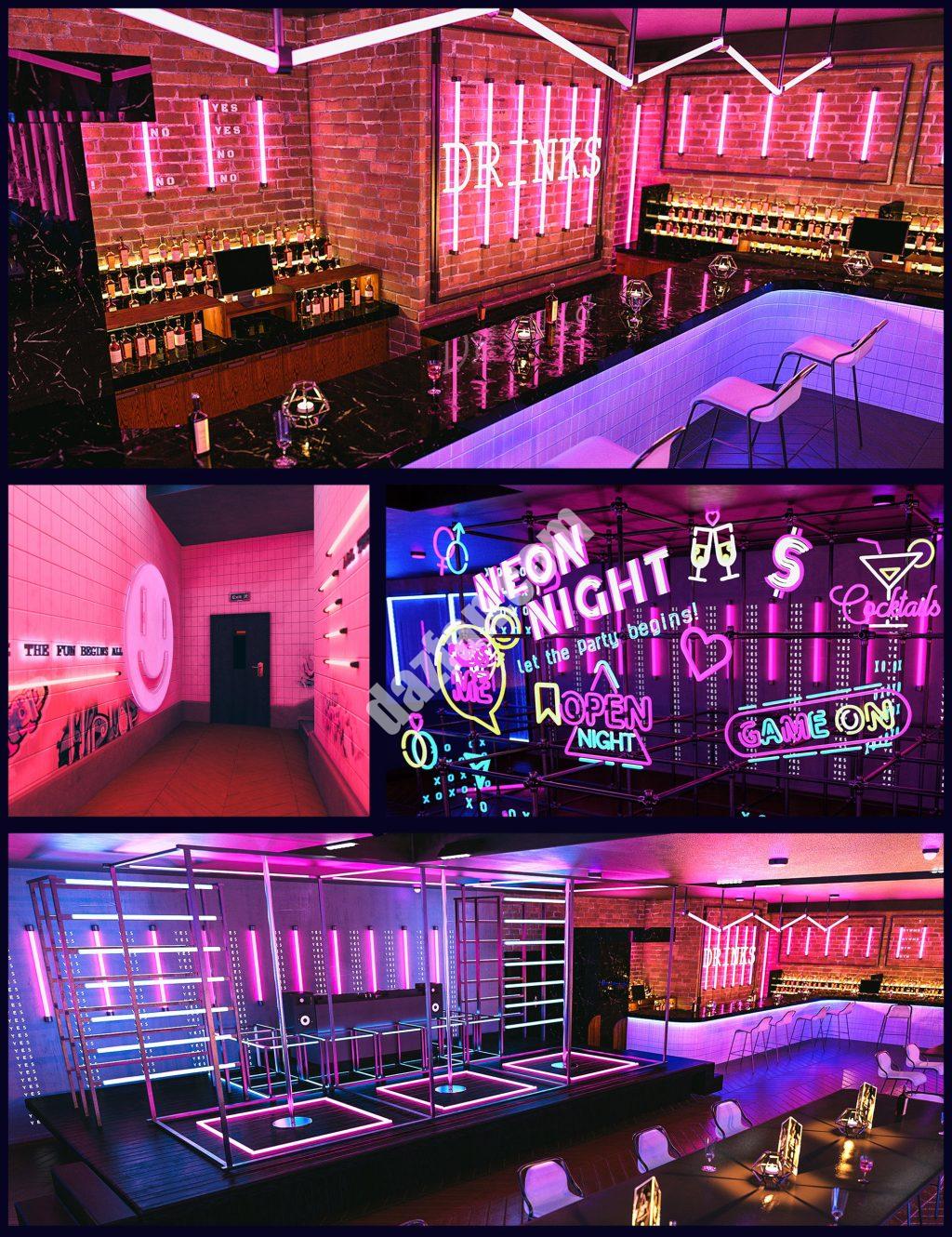 [daz合集] 霓虹灯酒吧环境包-DAZ爱好者