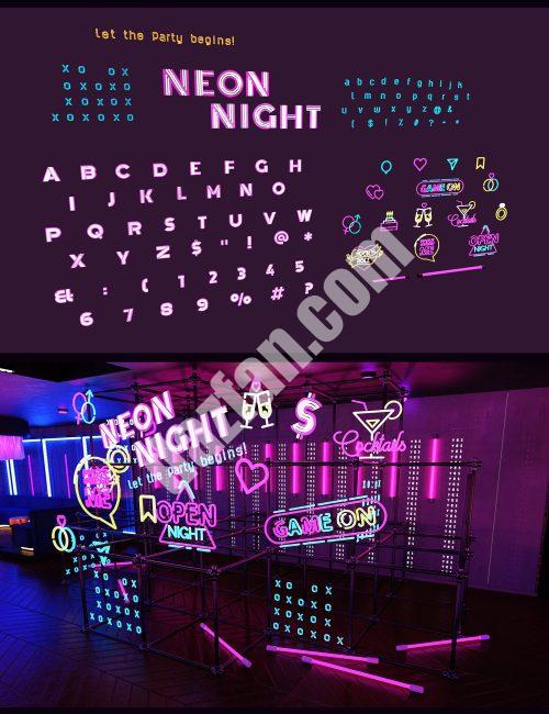 [daz场景] 霓虹灯酒吧标志-DAZ爱好者
