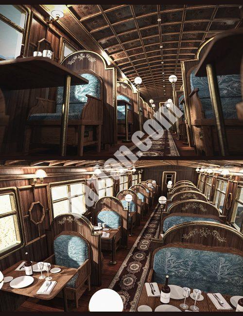 [daz场景] 西部特快列车餐车-DAZ爱好者