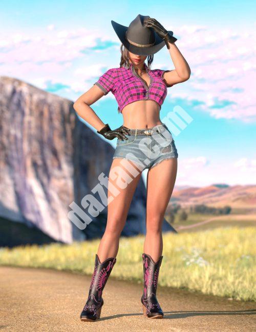 [daz服装] 狂野西部牛仔女孩服装创世纪9女性-DAZ爱好者