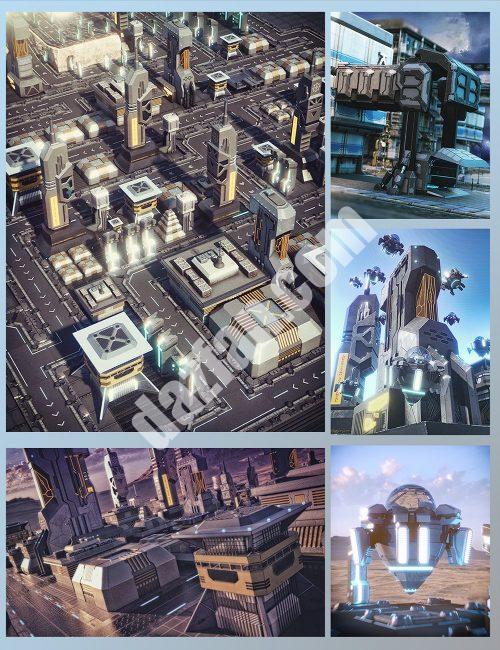 [daz合集] X-BIT未来太空城捆绑包-DAZ爱好者
