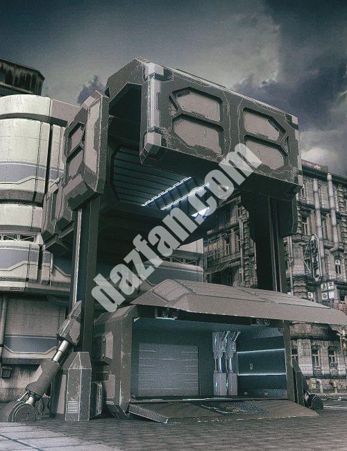 [daz场景] X-BIT未来空间传输仓库-DAZ爱好者