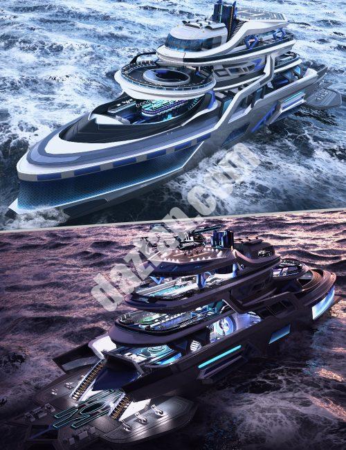 [daz载具] XI未来主义游艇-DAZ爱好者